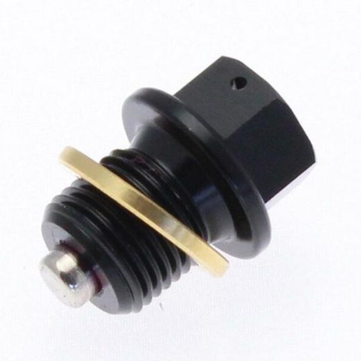 Tapón de vaciado de aceite TECNIUM magnético alu negro M12 x 1,25 x 14