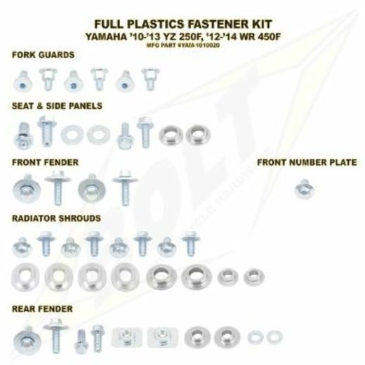 Kit BOLT tornillería de plástica 10-13 YZ250F 12-13 WR450F