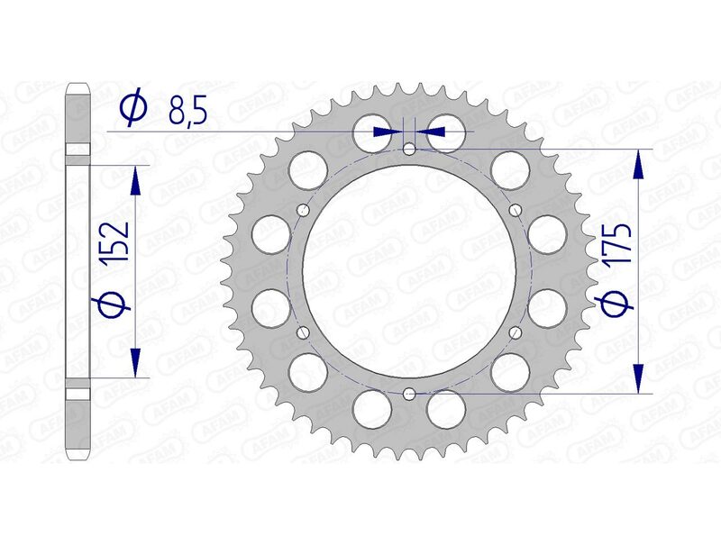 Corona trasera AFAM 520 aluminio UL HA 13301