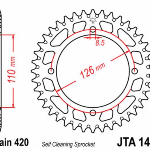 Corona JT 1465 de aluminio con 47 dientes