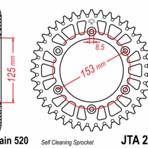 Corona JT 210 de aluminio con 50 dientes