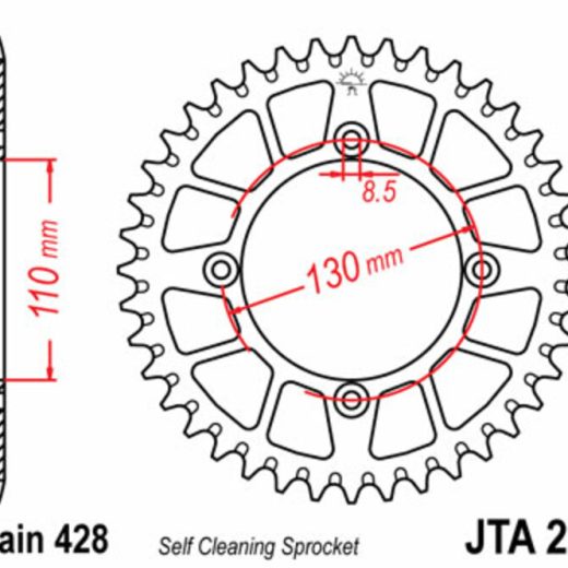 Corona JT SPROCKETS aluminio ultraligera autolimpiable 217 - Paso 428