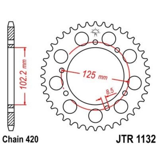 Corona JT 1132 de acero con 48 dientes