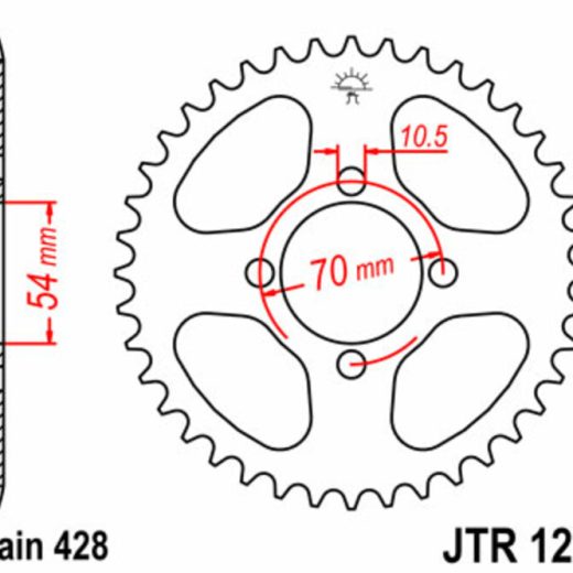 Corona JT SPROCKETS acero estándar 1206 - Paso 428