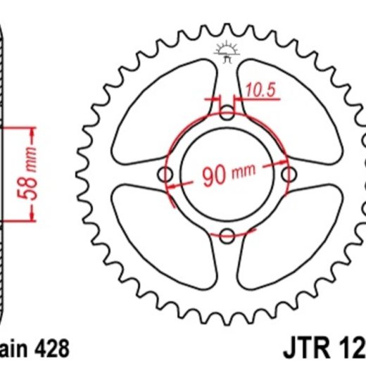 Corona JT 1221 de acero con 45 dientes