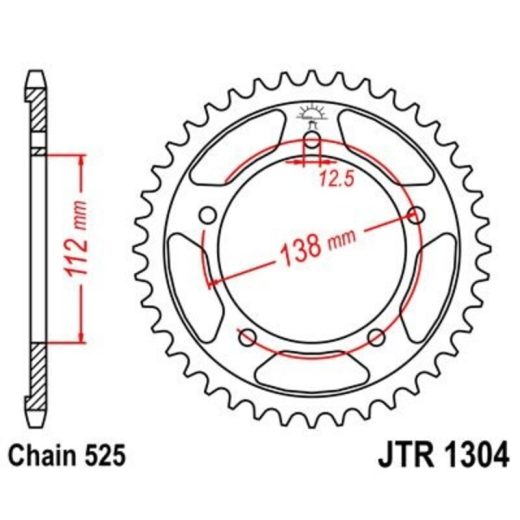 Corona JT 1304 de zinc negro con 44 dientes