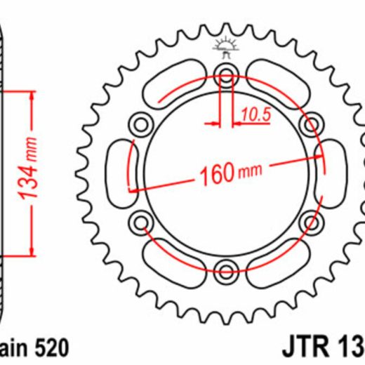 Corona JT SPROCKETS acero estándar 1308 - Paso 520