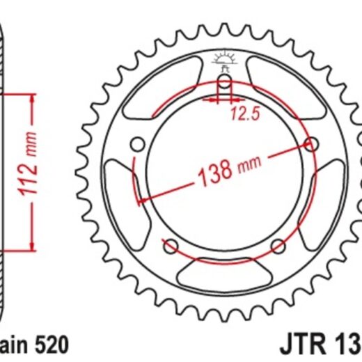 Corona JT 1316 de acero con 38 dientes