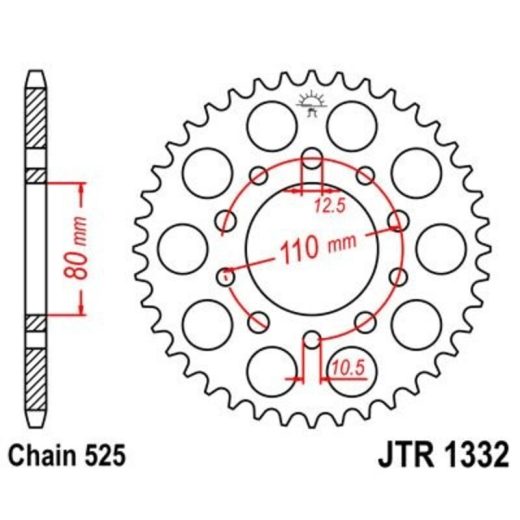 Corona JT 1332 de zinc negro con 40 dientes