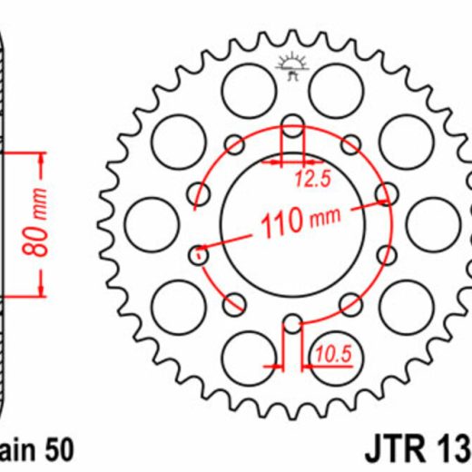 Corona JT SPROCKETS acero estándar 1334 - Paso 530