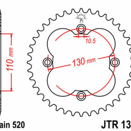 Corona trasera JT SPROCKETS 520 acero ST 1350