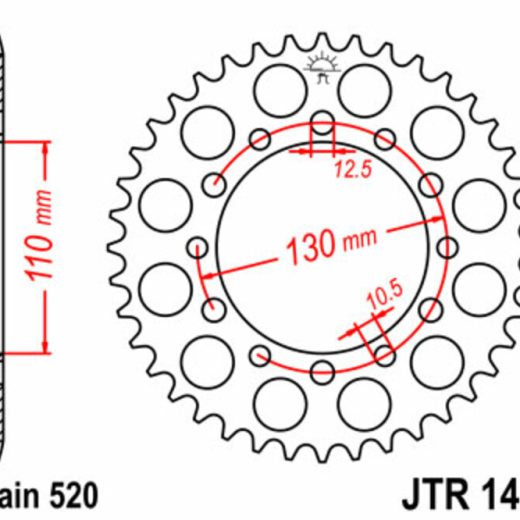 Corona JT SPROCKETS acero estándar 1486 - Paso 520