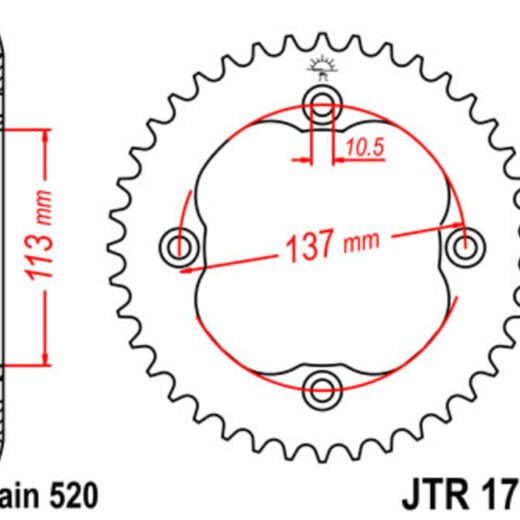 Corona trasera JT SPROCKETS 520 acero ST 1760