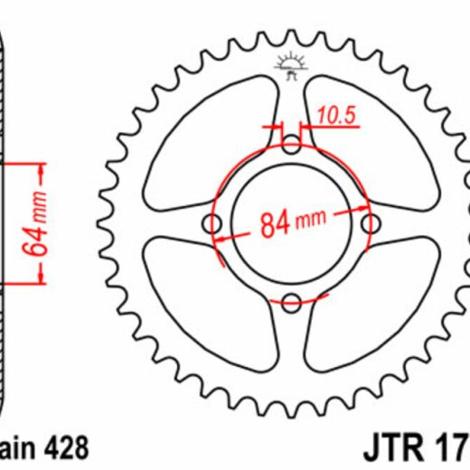 Corona JT SPROCKETS acero estándar 1796 - Paso 428