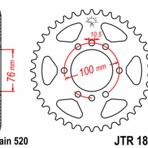 Corona JT SPROCKETS acero estándar 1825 - Paso 520