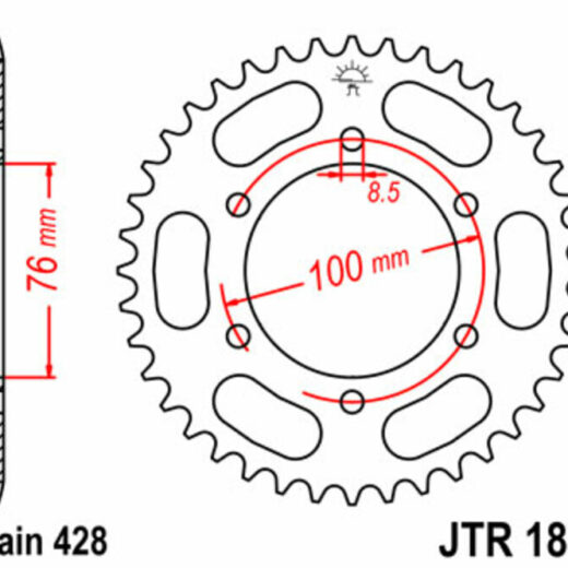 Corona trasera JT SPROCKETS 428 acero ST 1844