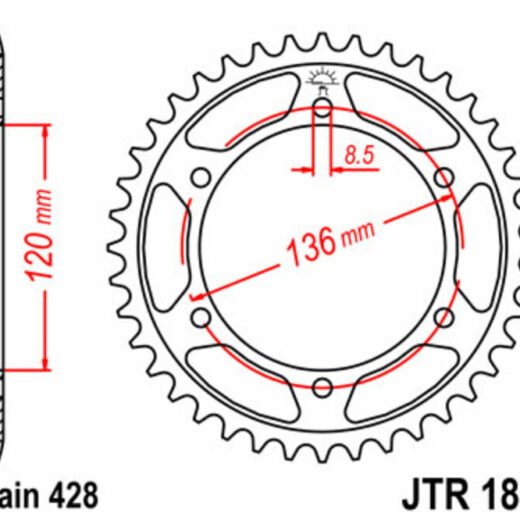 Corona trasera JT SPROCKETS 428 acero ST 1847