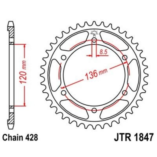 Corona JT 1847 de acero con 48 dientes