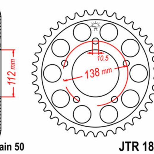 Corona JT SPROCKETS acero estándar 1871 - Paso 530