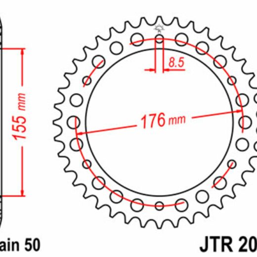 Corona JT SPROCKETS acero estándar 2011 - Paso 530