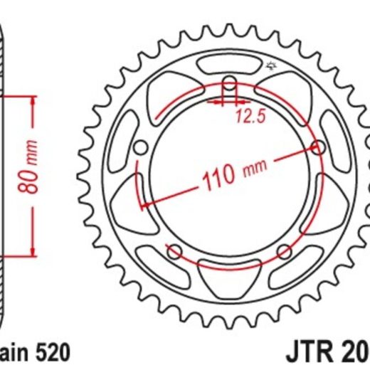 Corona JT 2012 de acero con 42 dientes
