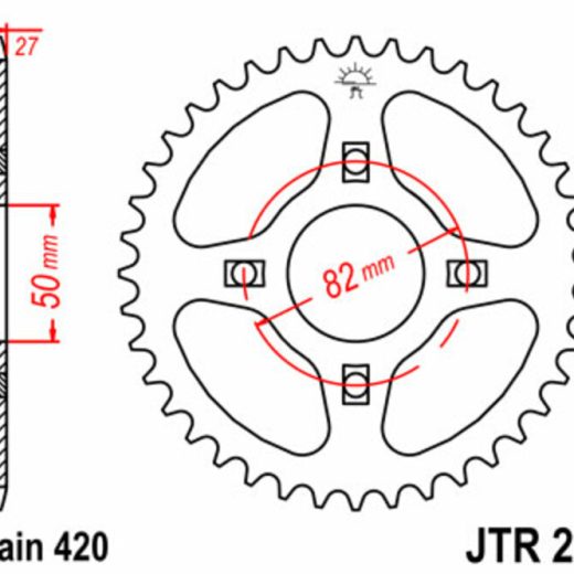 Corona JT 256 de acero con 35 dientes