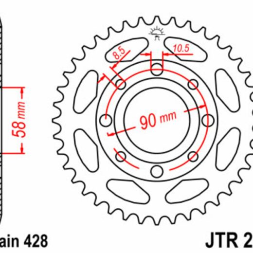 Corona JT SPROCKETS acero estándar 269 - Paso 428