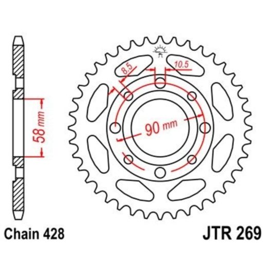 Corona JT 269 de acero con 51 dientes