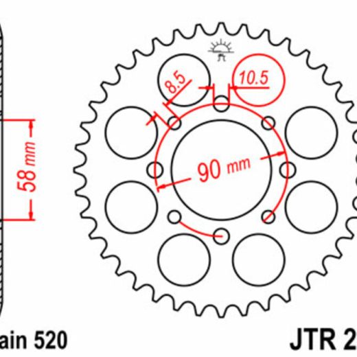 Corona JT SPROCKETS acero estándar 273 - Paso 520