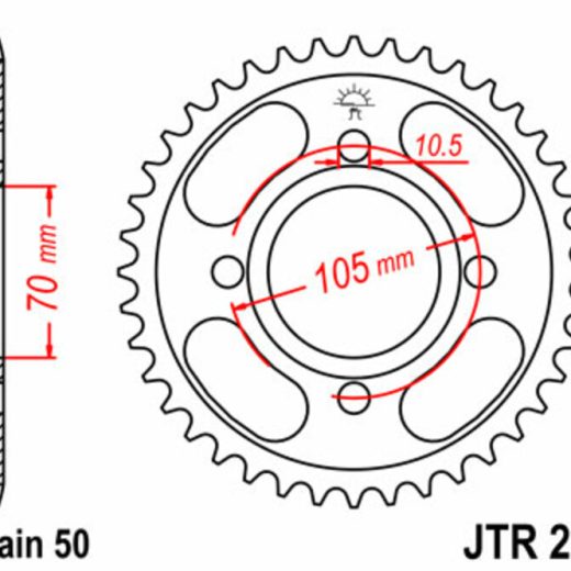 Corona JT SPROCKETS acero estándar 278 - Paso 530