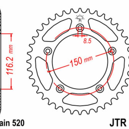 Corona JT 28 de acero con 42 dientes