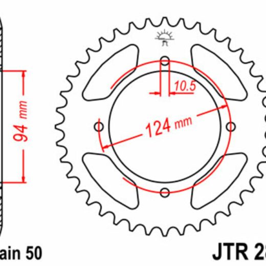 Corona JT SPROCKETS acero estándar 282 - Paso 530