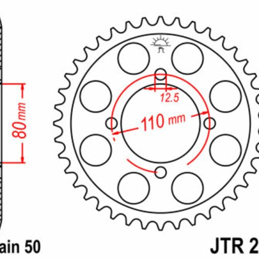 Corona JT SPROCKETS acero estándar 284 - Paso 530