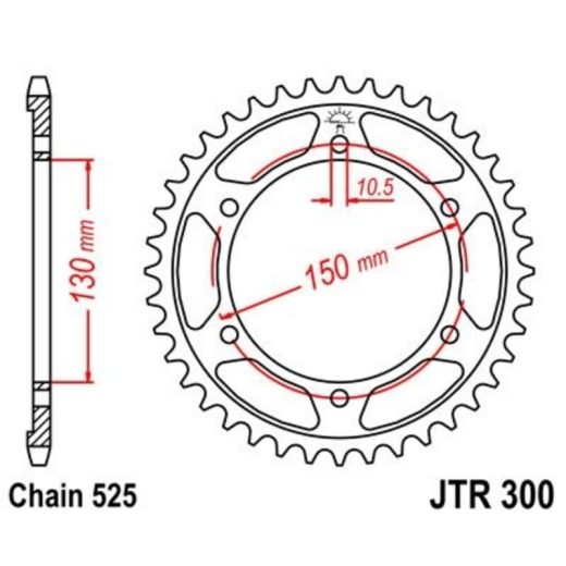 Corona JT 300 de zinc negro con 42 dientes