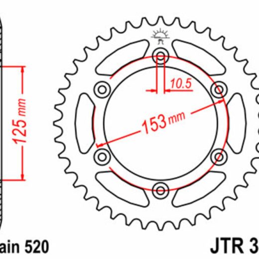 Corona JT 301 de acero con 48 dientes