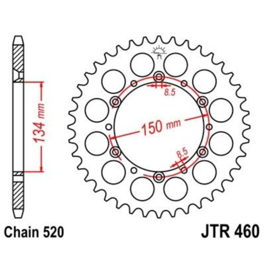 Corona JT 460 de acero con 39 dientes