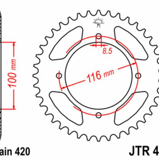 Corona JT 461 de acero con 51 dientes