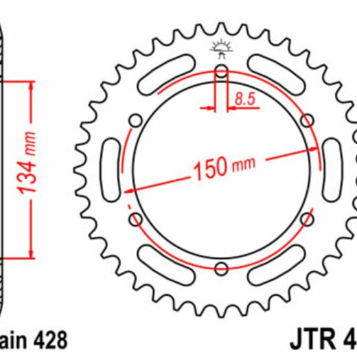Corona JT SPROCKETS acero estándar 463 - Paso 428