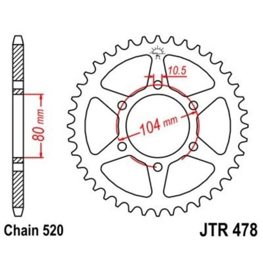 Corona JT 478 de zinc negro con 46 dientes