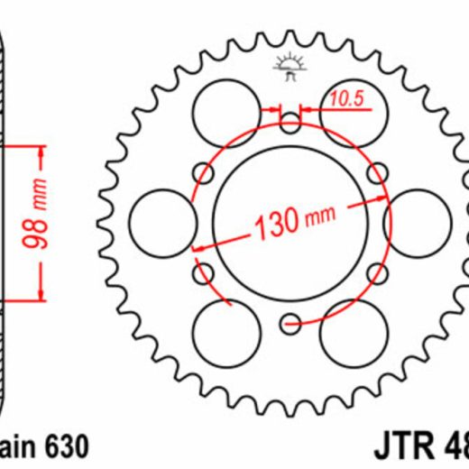 Corona JT SPROCKETS acero estándar 483 - Paso 630