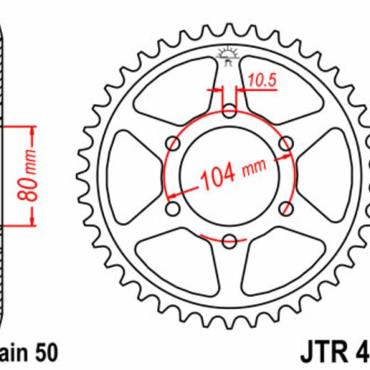 Corona JT SPROCKETS acero estándar 488 - Paso 530