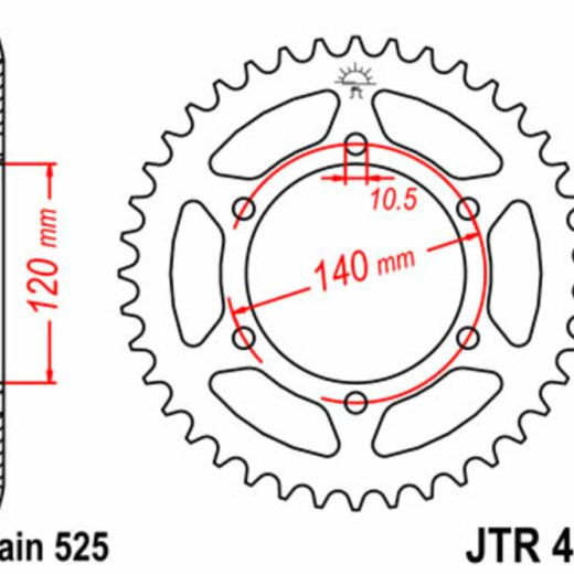 Corona JT SPROCKETS acero estándar 498 - Paso 525