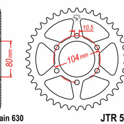 Corona JT SPROCKETS acero estándar 501 - Paso 630