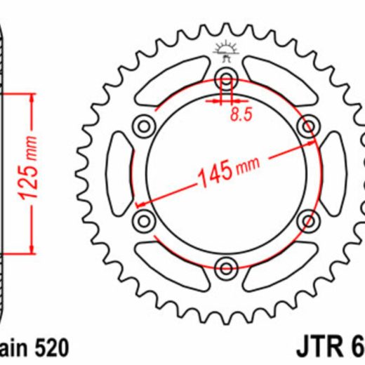 Corona JT 698 de acero con 42 dientes