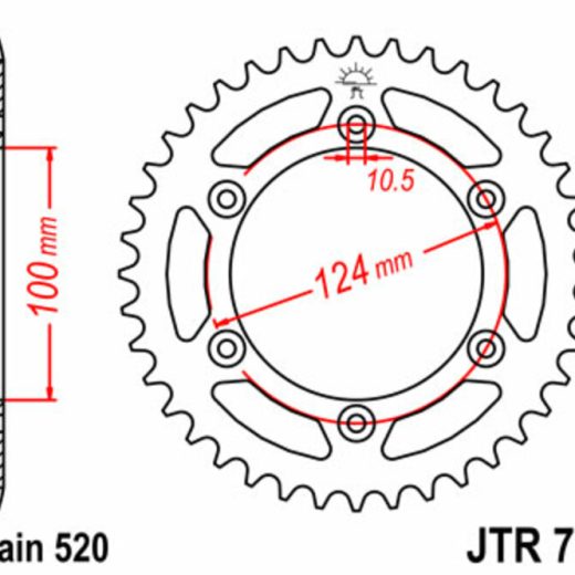 Corona JT SPROCKETS acero estándar 735 - Paso 520