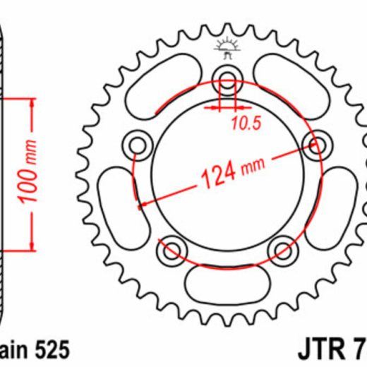 Corona JT SPROCKETS acero estándar 744 - Paso 525