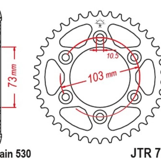 Corona JT 530 de acero con 43 dientes