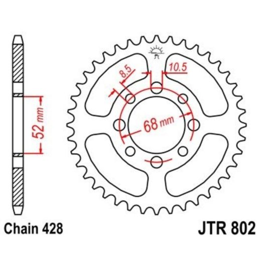 Corona JT 802 de acero con 39 dientes