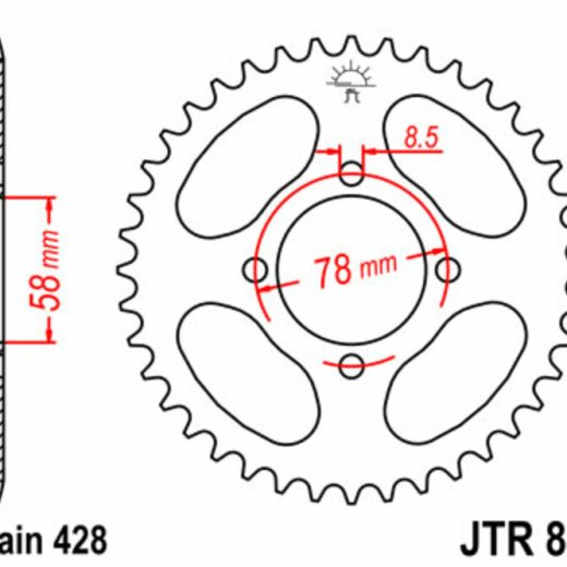 Corona JT SPROCKETS acero estándar 810 - Paso 428