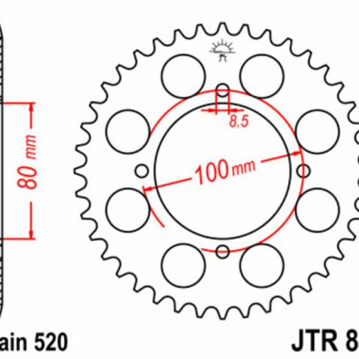 Corona JT 819 de acero con 39 dientes